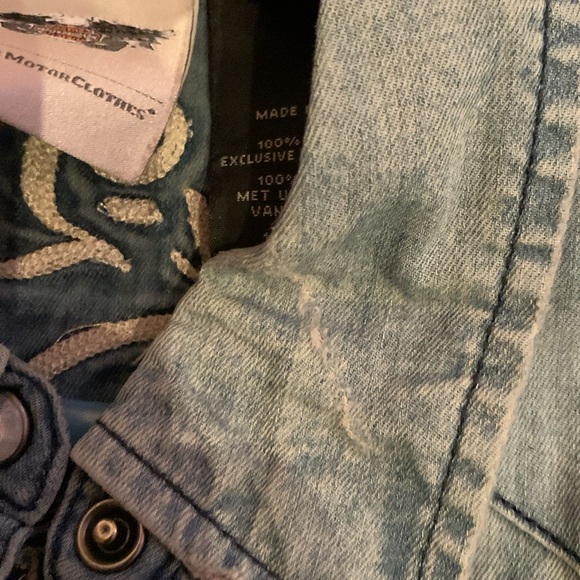 Harley Davidson 🦅denim snap up top Small - Picture 9 of 16